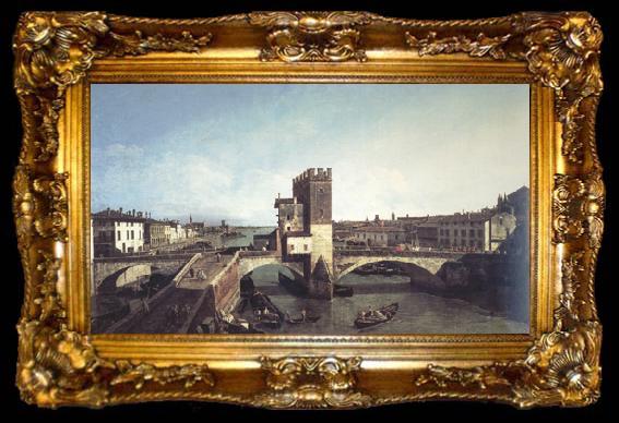 framed  Bernardo Bellotoo View of the Ponte delle Navi,Verona (nn03), ta009-2